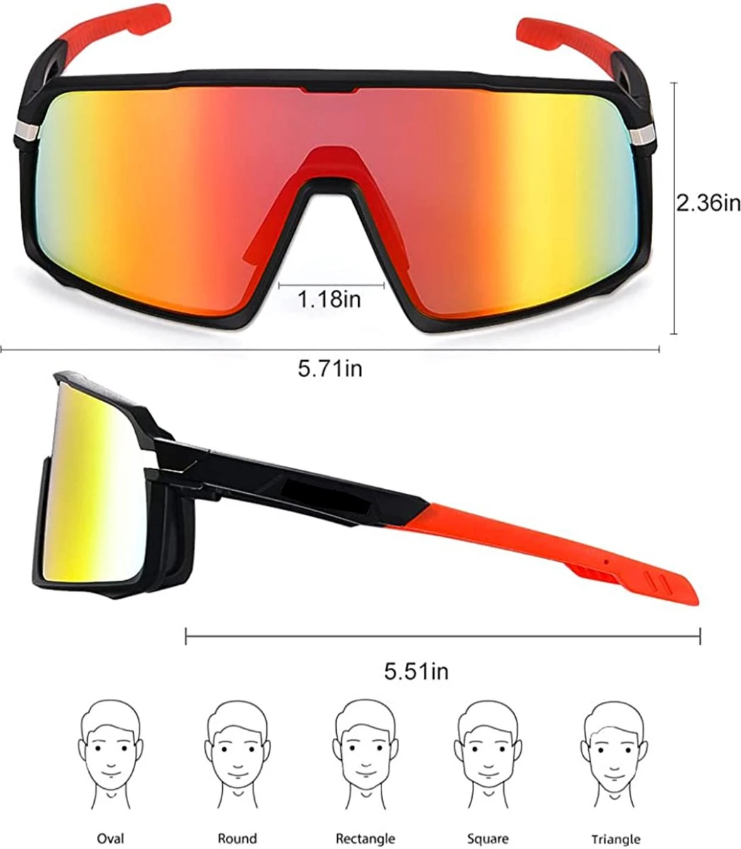 DOWO® - Fietsbrillen - Sportbrillen - Professionele Fietsbril - Lichtgewicht Racefiets 5 DOWO® - Fietsbrillen - Sportbrillen - Professionele Fietsbril - Lichtgewicht Racefiets - Afbeelding 3