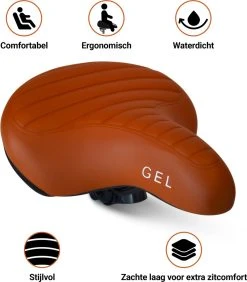 Fietszadel Karamel Bruin Ribbed, Stijlvol En Comfortabel Zadel Voor Veel Fietsplezier, Ontworpen Door PS
