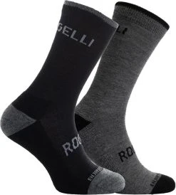 Rogelli Wintersok Merino Wool 2-pack - Grijs & Zwart - Maat 40-43