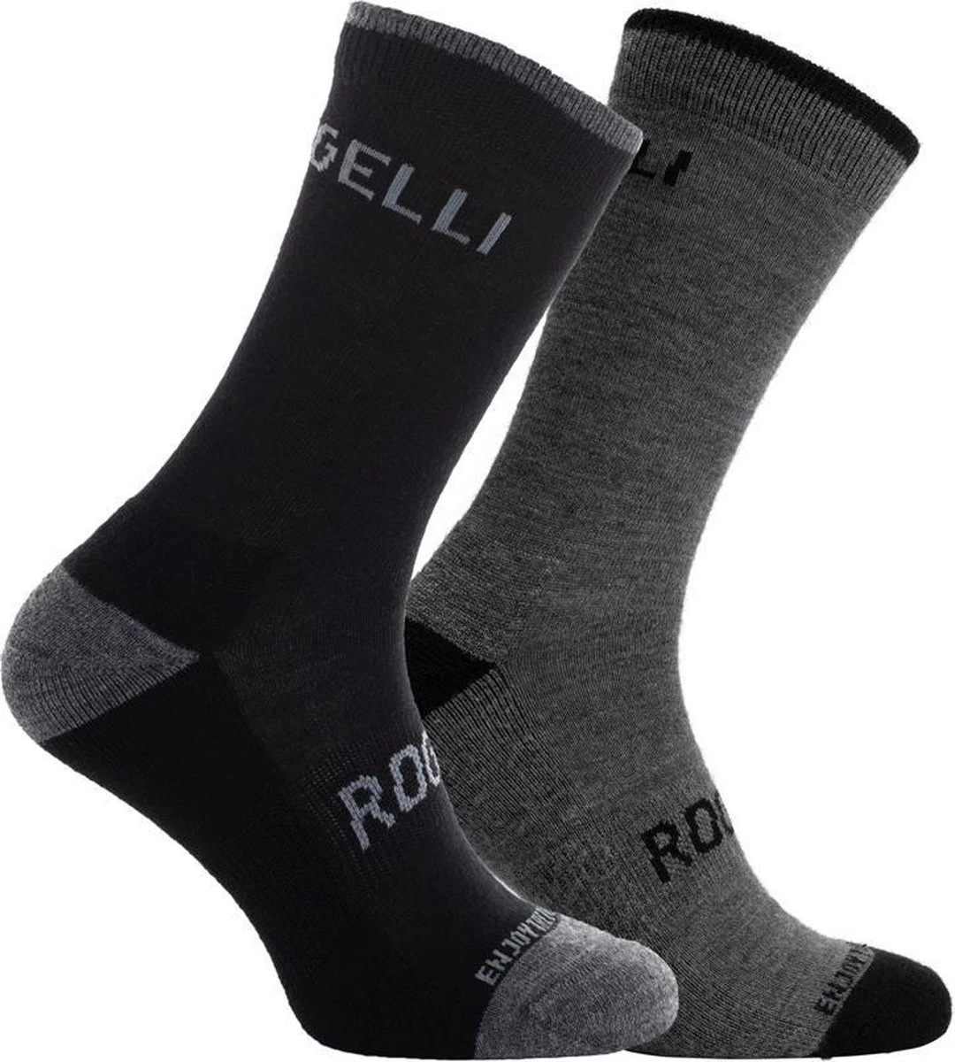 Rogelli Wintersok Merino Wool 2-pack - Grijs & Zwart - Maat 44-47 3 Rogelli Wintersok Merino Wool 2-pack - Grijs & Zwart - Maat 44-47