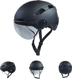 Lightyourbike ROADSTER ® Speed Pedelec Helm Met Vizier & Verlichting - NTA 8776 - Helm Snorscooter - Helm Speed Pedelec - Zwart -Fietsenwinkel 1085x1200