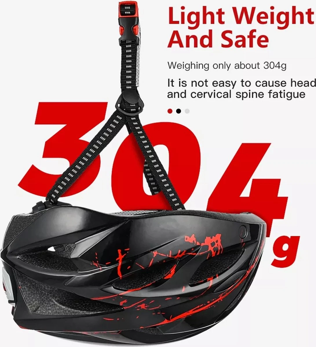 Zacro Fietshelm - Met Bril En Waarschuwingslampje - Nacht Veiligheidshelmen Fietshelm - Voor Volwassenen, MTB, Stadsfietsen - Wit En Zwart 9 Zacro Fietshelm - Met Bril En Waarschuwingslampje - Nacht Veiligheidshelmen Fietshelm - Voor Volwassenen, MTB, Stadsfietsen - Wit En Zwart - Afbeelding 7