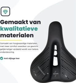 Voltano Dames Fietszadel - Zwart - Uitsparing - Waterdicht - Elastomeer Vering - Gratis Zadelstrop 15 Voltano Dames Fietszadel - Zwart - Uitsparing - Waterdicht - Elastomeer Vering - Gratis Zadelstrop -Fietsenwinkel 1100x1200