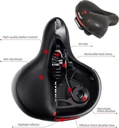 IBright Gel Fietszadel Met LED Oplaadbare Achterlicht - USB Oplaadbaar - Fietsverlichting Met 6 Functie's - Dames / Heren - Waterdicht - Gratis Zadelstrop - USB Oplaadkabel - Zwart 21 IBright Gel Fietszadel Met LED Oplaadbare Achterlicht - USB Oplaadbaar - Fietsverlichting Met 6 Functie's - Dames / Heren - Waterdicht - Gratis Zadelstrop - USB Oplaadkabel - Zwart -Fietsenwinkel 1120x1200 2