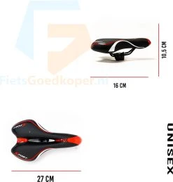 Voltano Sport Fietszadel – Gel Trekking Zadel – Met Uitsparing – Unisex - Zwart / Rood - Incl. Gratis Zadelstrop -Fietsenwinkel 1144x1200 4