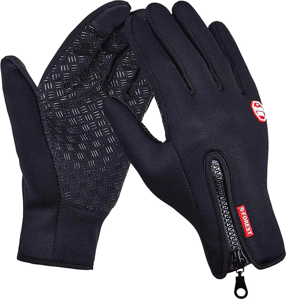 Fietshandschoenen Winter - Handschoenen - Sport Handschoenen Met Rits - Touchscreen Telefoon - Anti Slip Gloves - Heren / Dames - Maat XXL - Zwart - Cadeautje