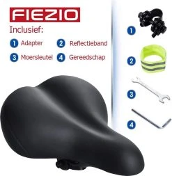 FIEZIO Fietszadel Ergonomisch Dual Shock Memory Foam Zwart Unisex Dames Heren - Extra Comfortabel - Fiets Zadel -Fietsenwinkel 1172x1200 2