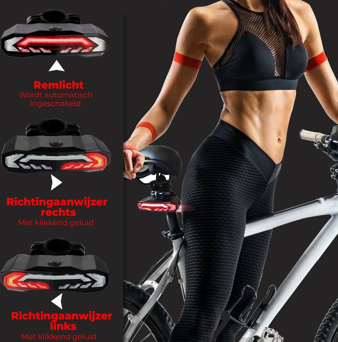 B-care Elektrische Fietsverlichting - Inclusief Afstandsbediening En Richtingaanwijzers - Fietsalarm - Anti Diefstal Alarm - Fiets Achterlicht - Fietsbel - Fiets Accessoires 7 B-care Elektrische Fietsverlichting - Inclusief Afstandsbediening En Richtingaanwijzers - Fietsalarm - Anti Diefstal Alarm - Fiets Achterlicht - Fietsbel - Fiets Accessoires - Afbeelding 5