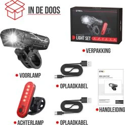 Strex LED Fietsverlichting Set - Voorlicht En Achterlicht - USB Oplaadbaar - Fietslamp - Fietslampjes - Zwart -Fietsenwinkel 1195x1200 6
