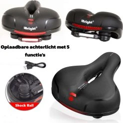 IBright Gel Fietszadel Met LED Oplaadbare Achterlicht - USB Oplaadbaar - Fietsverlichting Met 6 Functie's - Dames / Heren - Waterdicht - Gratis Zadelstrop - USB Oplaadkabel - Zwart 31 IBright Gel Fietszadel Met LED Oplaadbare Achterlicht - USB Oplaadbaar - Fietsverlichting Met 6 Functie's - Dames / Heren - Waterdicht - Gratis Zadelstrop - USB Oplaadkabel - Zwart -Fietsenwinkel 1198x1200 17