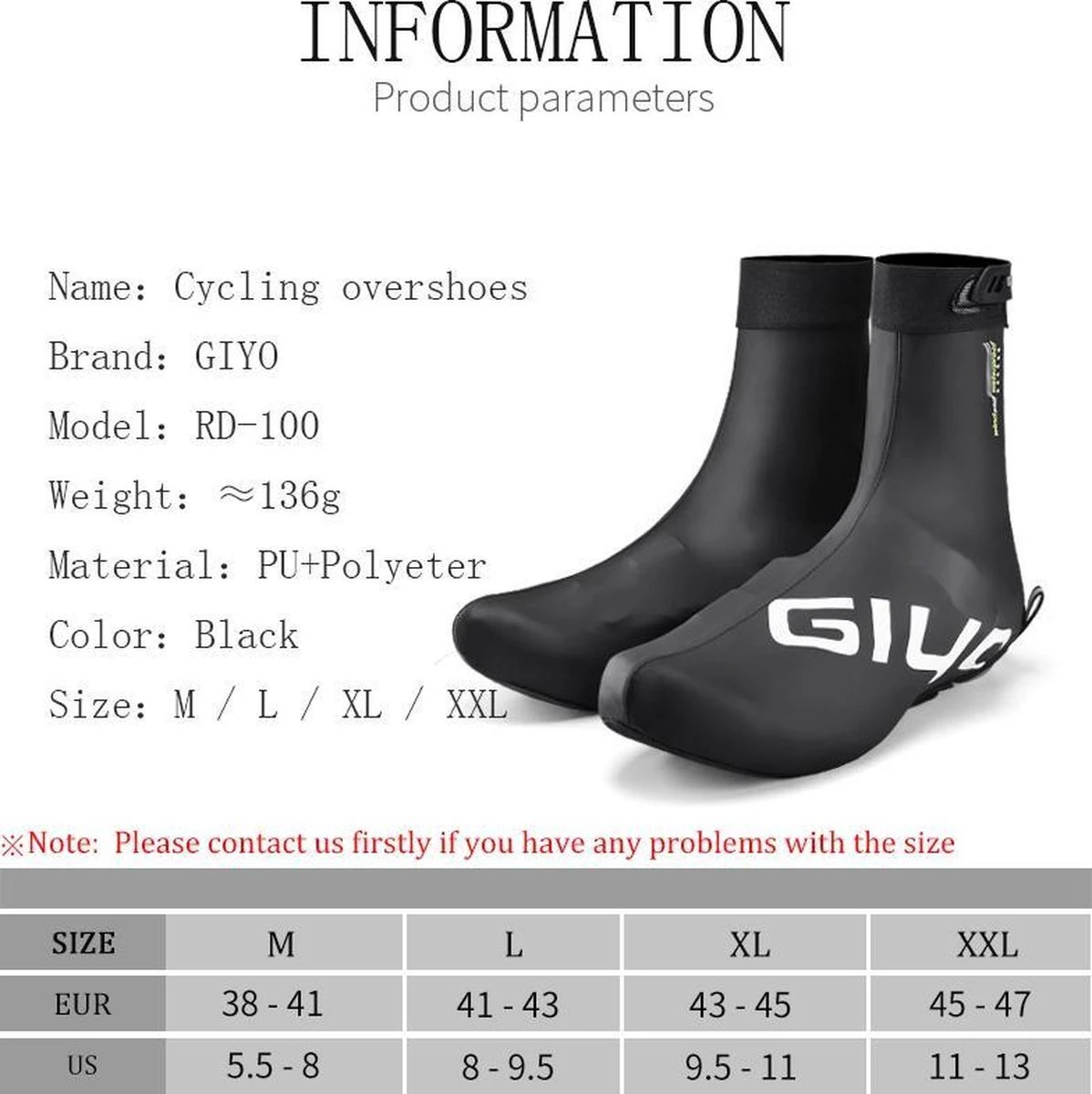 Giyo Overschoenen - Maat 44/45 (XL) - 1 Paar - Mountainbike - Wielrennen - Zwart - Wind En Waterdicht - Waterproof - Regen - Vorst 5 Giyo Overschoenen - Maat 44/45 (XL) - 1 Paar - Mountainbike - Wielrennen - Zwart - Wind En Waterdicht - Waterproof - Regen - Vorst - Afbeelding 3