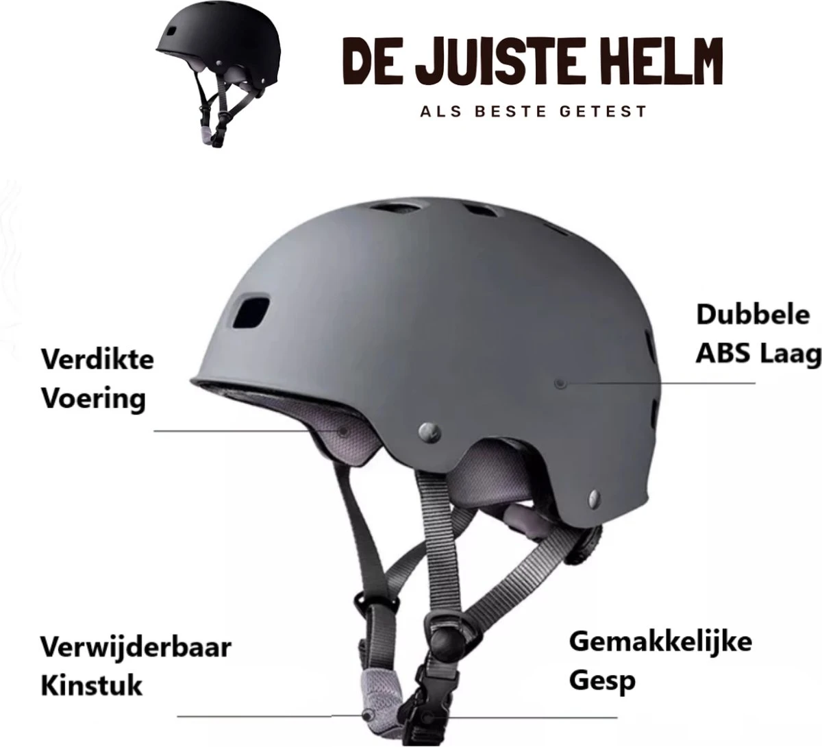 De Juiste Helm - NTA 8776 Helm - Scooterhelm, Fietshelm, E-chopperhelm, Speed-Pedelec Helm - Maat L - Grijs 6 De Juiste Helm - NTA 8776 Helm - Scooterhelm, Fietshelm, E-chopperhelm, Speed-Pedelec Helm - Maat L - Grijs - Afbeelding 4