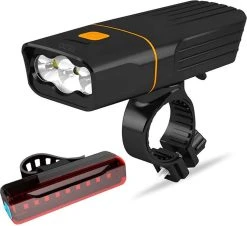 FIEZIO Fietsverlichting Set Oplaadbare USB Led Fietslamp Voor En Achter - Waterdicht - 3 Lichtstanden - 1500 Lumen