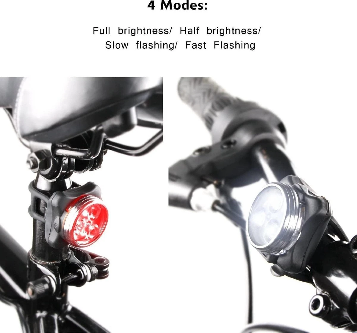 Merkloos LED Fietsverlichting USB Oplaadbaar - 4 Modes - Waterbestendig - Fietslicht - Fietslampjes 6 Merkloos LED Fietsverlichting USB Oplaadbaar - 4 Modes - Waterbestendig - Fietslicht - Fietslampjes - Afbeelding 4