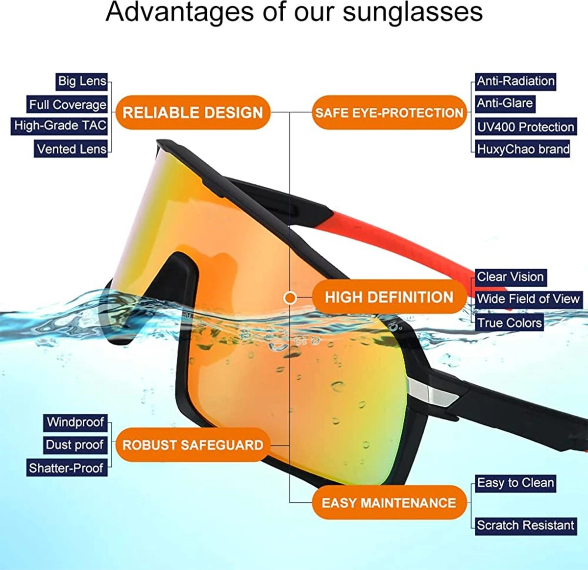 DOWO® - Fietsbrillen - Sportbrillen - Professionele Fietsbril - Lichtgewicht Racefiets 6 DOWO® - Fietsbrillen - Sportbrillen - Professionele Fietsbril - Lichtgewicht Racefiets - Afbeelding 4