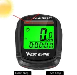 Draadloze Verlichte Fietscomputer - USB Oplaadbaar- Op Zonne- Energie - Kilometerteller - Klok - Calorie Teller - Snelheidsmeter - Auto Wake - IPX7 Waterdicht - 5 Talen - Met Verlichte LCD Display - Multifunctioneel - Inclusief Sensor - Zwart -Fietsenwinkel 1200x1171 6