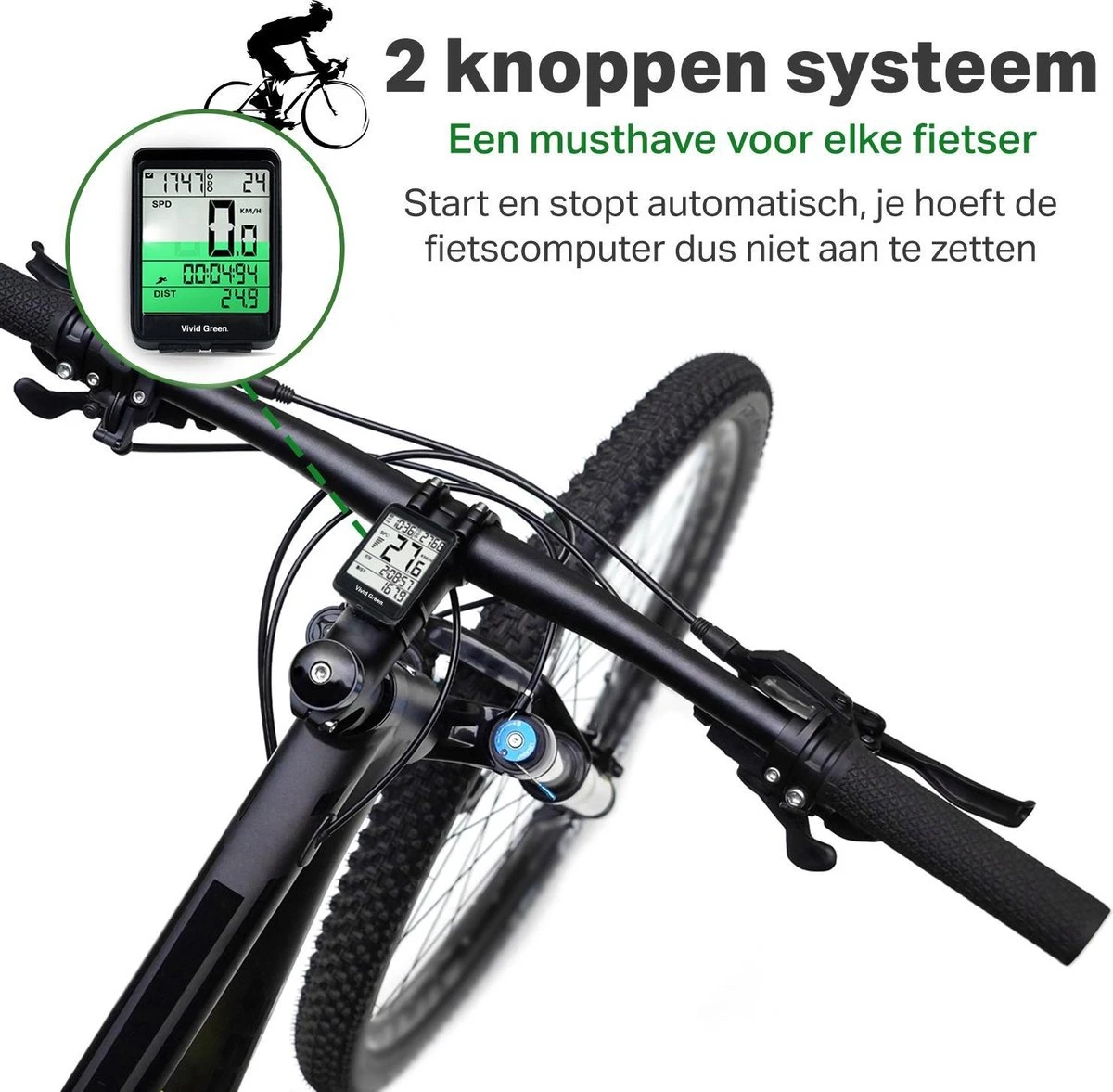 Vivid Green Draadloze Fietscomputer Snelheidsmeter - Mountainbike - Kilometerteller - Fiets Accessoires - Racefiets - Draadloos 7 Vivid Green Draadloze Fietscomputer Snelheidsmeter - Mountainbike - Kilometerteller - Fiets Accessoires - Racefiets - Draadloos - Afbeelding 5