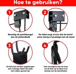 Century Goods Fietslift - Fietstakel - Fiets Ophangsysteem - Met Valbeveiliging | 60 Kg Draagkracht 12 Century Goods Fietslift - Fietstakel - Fiets Ophangsysteem - Met Valbeveiliging | 60 Kg Draagkracht -Fietsenwinkel 1200x1178 1