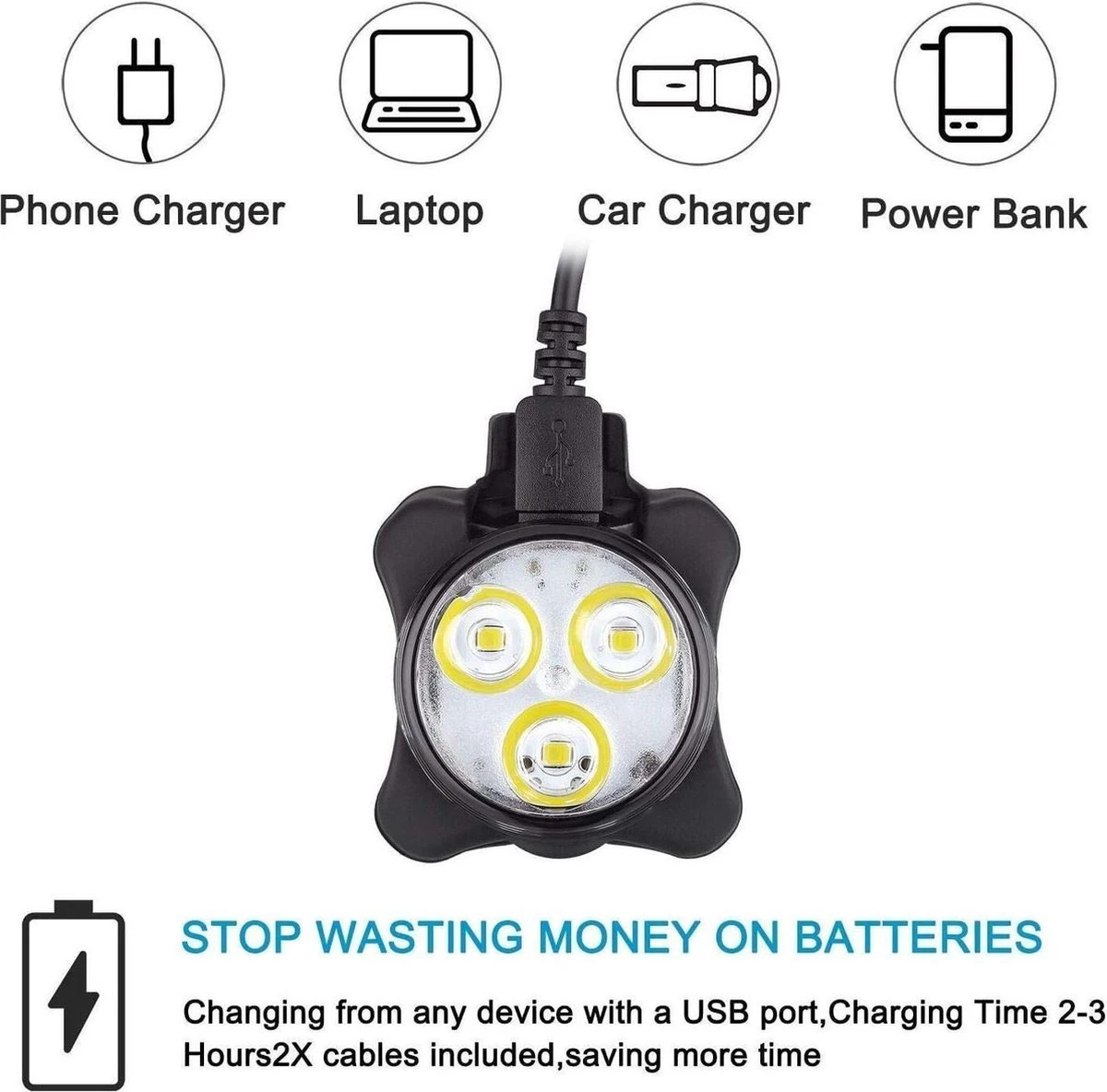 Merkloos LED Fietsverlichting USB Oplaadbaar - 4 Modes - Waterbestendig - Fietslicht - Fietslampjes 9 Merkloos LED Fietsverlichting USB Oplaadbaar - 4 Modes - Waterbestendig - Fietslicht - Fietslampjes - Afbeelding 7