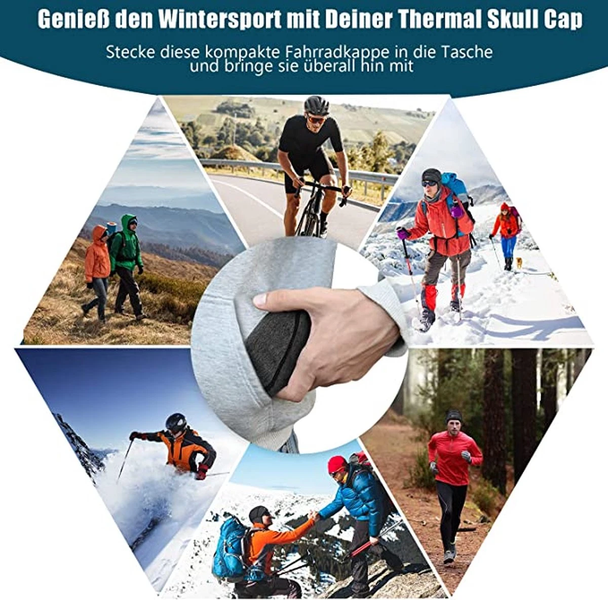 HIKENTURE Wintermuts, Winddichte Fietsmuts, Warme Fietsmuts, Voor Onder Fietshelm, Skihelm, Klimhelm, Sportmuts Voor Fietsen, Skiën, Hardlopen, Outdoor, Dames En Heren 4 HIKENTURE Wintermuts, Winddichte Fietsmuts, Warme Fietsmuts, Voor Onder Fietshelm, Skihelm, Klimhelm, Sportmuts Voor Fietsen, Skiën, Hardlopen, Outdoor, Dames En Heren - Afbeelding 2