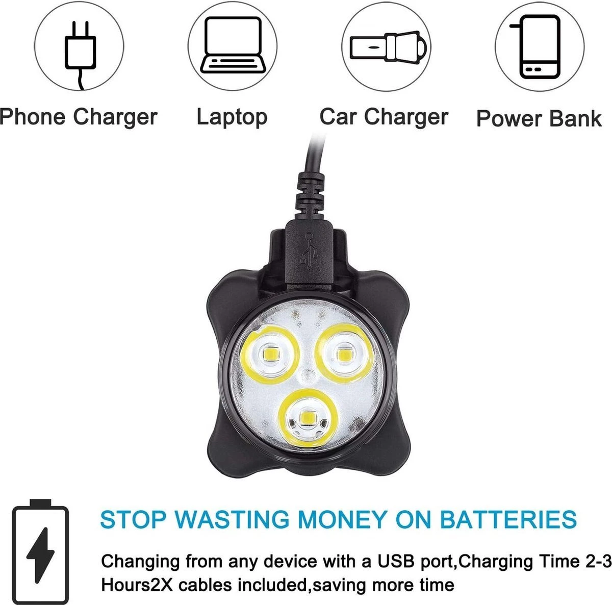BOTC Fietsverlichting USB Oplaadbaar - Oplaadbare USB Led Fietslamp - Voorlicht & Achterlicht - Waterdicht 4 BOTC Fietsverlichting USB Oplaadbaar - Oplaadbare USB Led Fietslamp - Voorlicht & Achterlicht - Waterdicht - Afbeelding 2