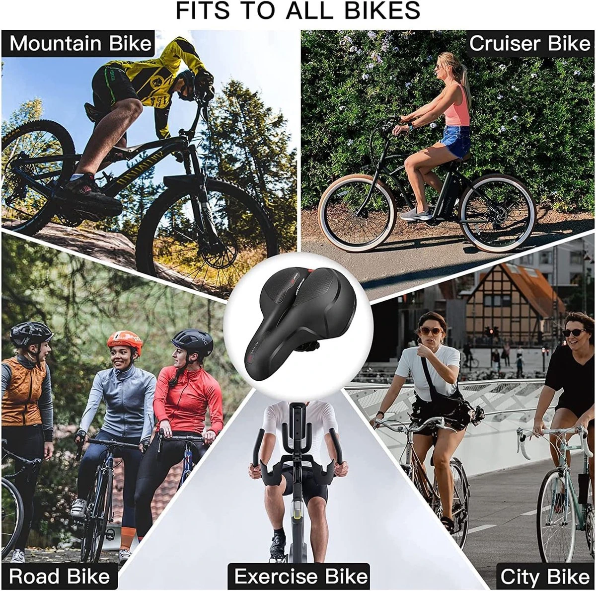 Fiets Zadels - Met Achterlichten- Langzame Rebound Traagschuim - Hol Ergonomisch Breed Tourzadel - MTB Zadel -mountainbikezadel - Fietszadel Dames - Fietszadel Heren - Unisex 4 Fiets Zadels - Met Achterlichten- Langzame Rebound Traagschuim - Hol Ergonomisch Breed Tourzadel - MTB Zadel -mountainbikezadel - Fietszadel Dames - Fietszadel Heren - Unisex - Afbeelding 2