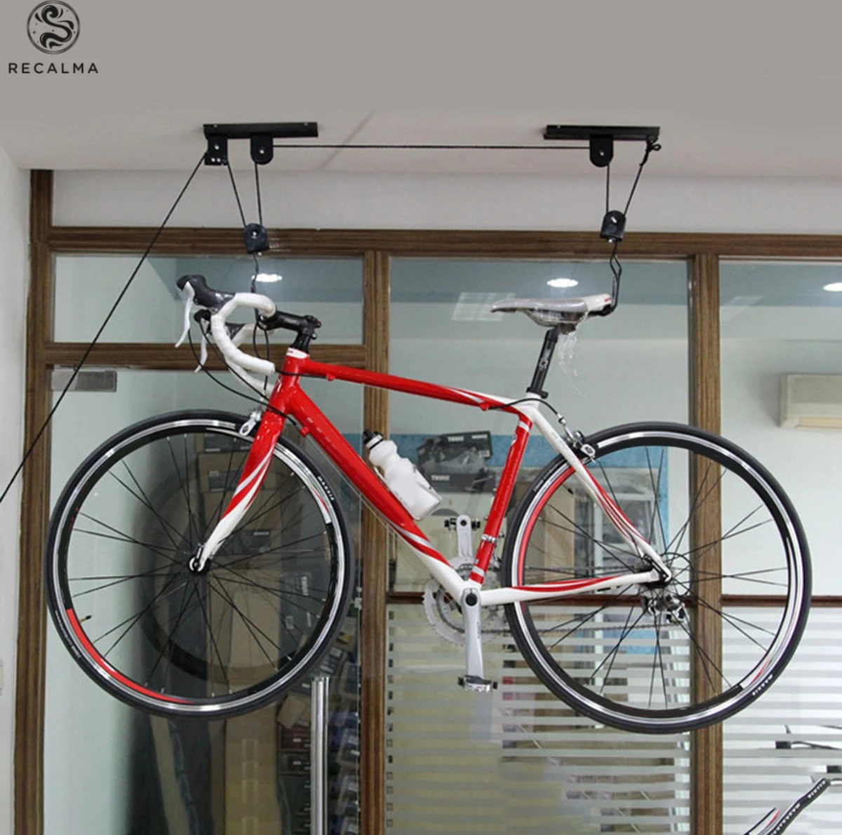 Recalma Fietslift - 60 Kg Draagkracht - Fietstakel - Universeel Ophangsysteem - Elektrische Fiets - Zwart 7 Recalma Fietslift - 60 Kg Draagkracht - Fietstakel - Universeel Ophangsysteem - Elektrische Fiets - Zwart - Afbeelding 5