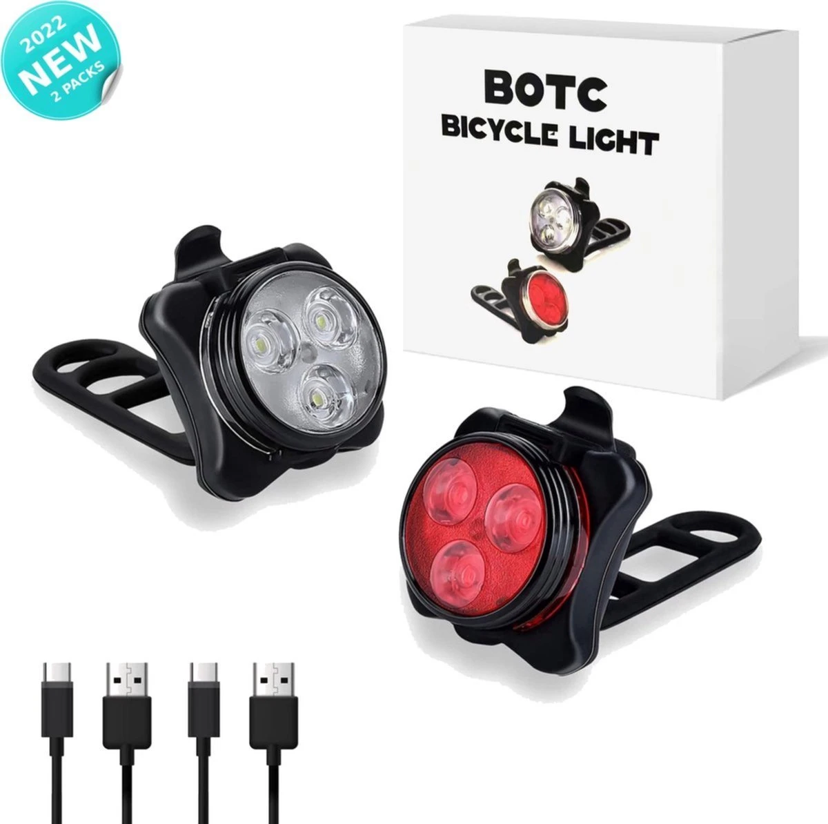 BOTC Fietsverlichting USB Oplaadbaar - Oplaadbare USB Led Fietslamp - Voorlicht & Achterlicht - Waterdicht 3 BOTC Fietsverlichting USB Oplaadbaar - Oplaadbare USB Led Fietslamp - Voorlicht & Achterlicht - Waterdicht