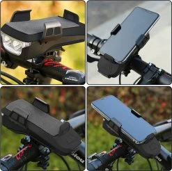 4-in-1 Fietslamp Voorlicht Mét Telefoonhouder - USB Oplaadbaar - Met Powerbank én Toeter - Racefiets Verlichting - Fietslicht Voorlicht Usb Oplaadbaar - Fietsverlichting Set - Licht Voor Fiets - Bike Light -Fietsenwinkel 1200x1195 4