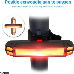TIGIOO Fietslamp - Fietslampjes Set Koplamp - Fietslamp Voorlicht & Achterlicht USB Oplaadbaar -Fietsenwinkel 1200x1198 3