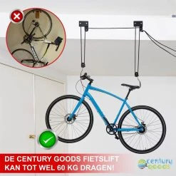 Century Goods Fietslift - Fietstakel - Fiets Ophangsysteem - Met Valbeveiliging | 60 Kg Draagkracht 10 Century Goods Fietslift - Fietstakel - Fiets Ophangsysteem - Met Valbeveiliging | 60 Kg Draagkracht -Fietsenwinkel 1200x1198 4