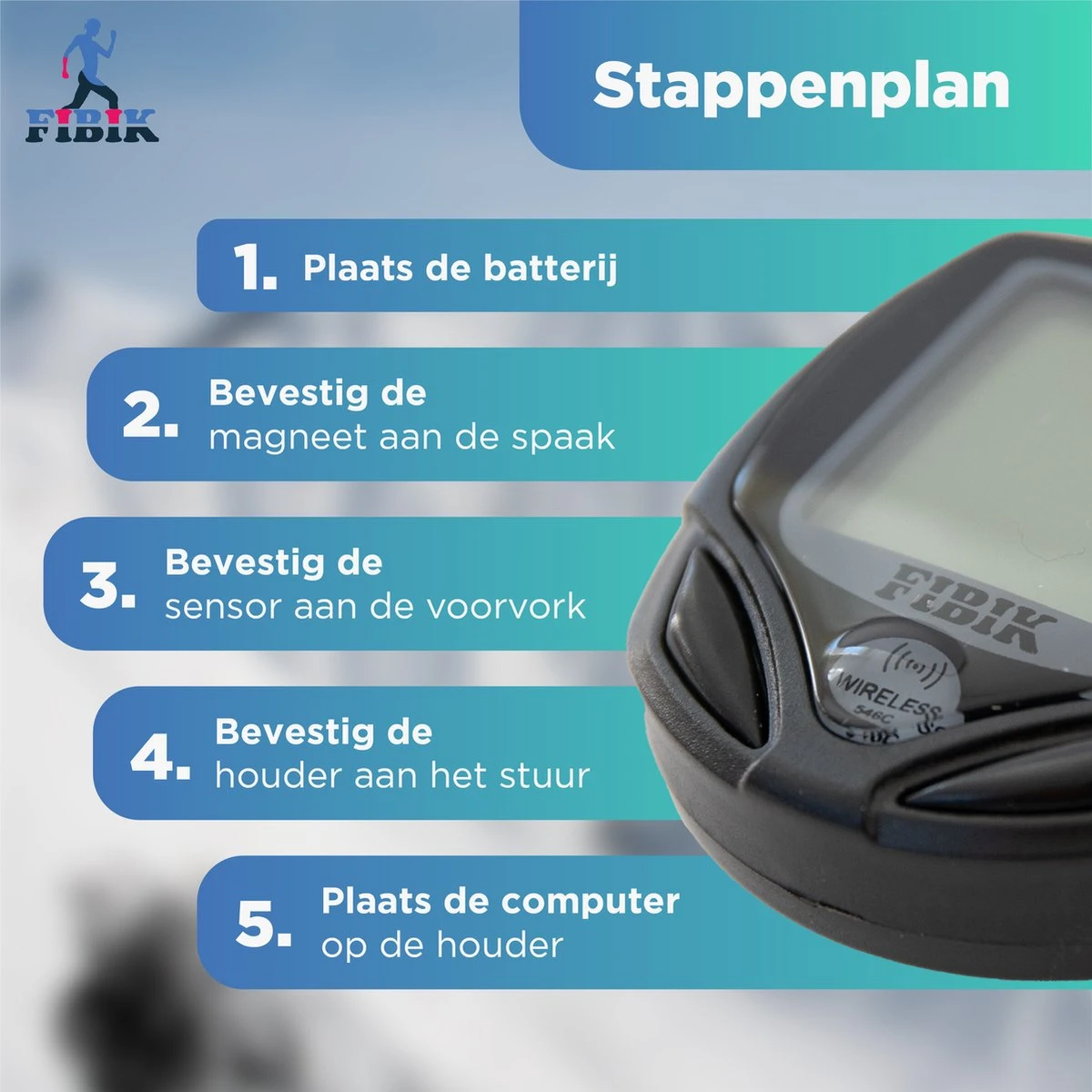 Fibik Draadloze Fietscomputer - Kilometerteller - Draadloos - Waterdicht - Automatisch Verlicht Scherm 9 Fibik Draadloze Fietscomputer - Kilometerteller - Draadloos - Waterdicht - Automatisch Verlicht Scherm - Afbeelding 7