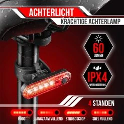 Strex LED Fietsverlichting Set - Voorlicht En Achterlicht - USB Oplaadbaar - Fietslamp - Fietslampjes - Zwart -Fietsenwinkel 1200x1200 307
