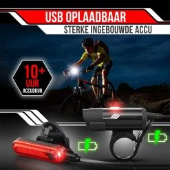 Strex LED Fietsverlichting Set - Voorlicht En Achterlicht - USB Oplaadbaar - Fietslamp - Fietslampjes - Zwart -Fietsenwinkel 1200x1200 308