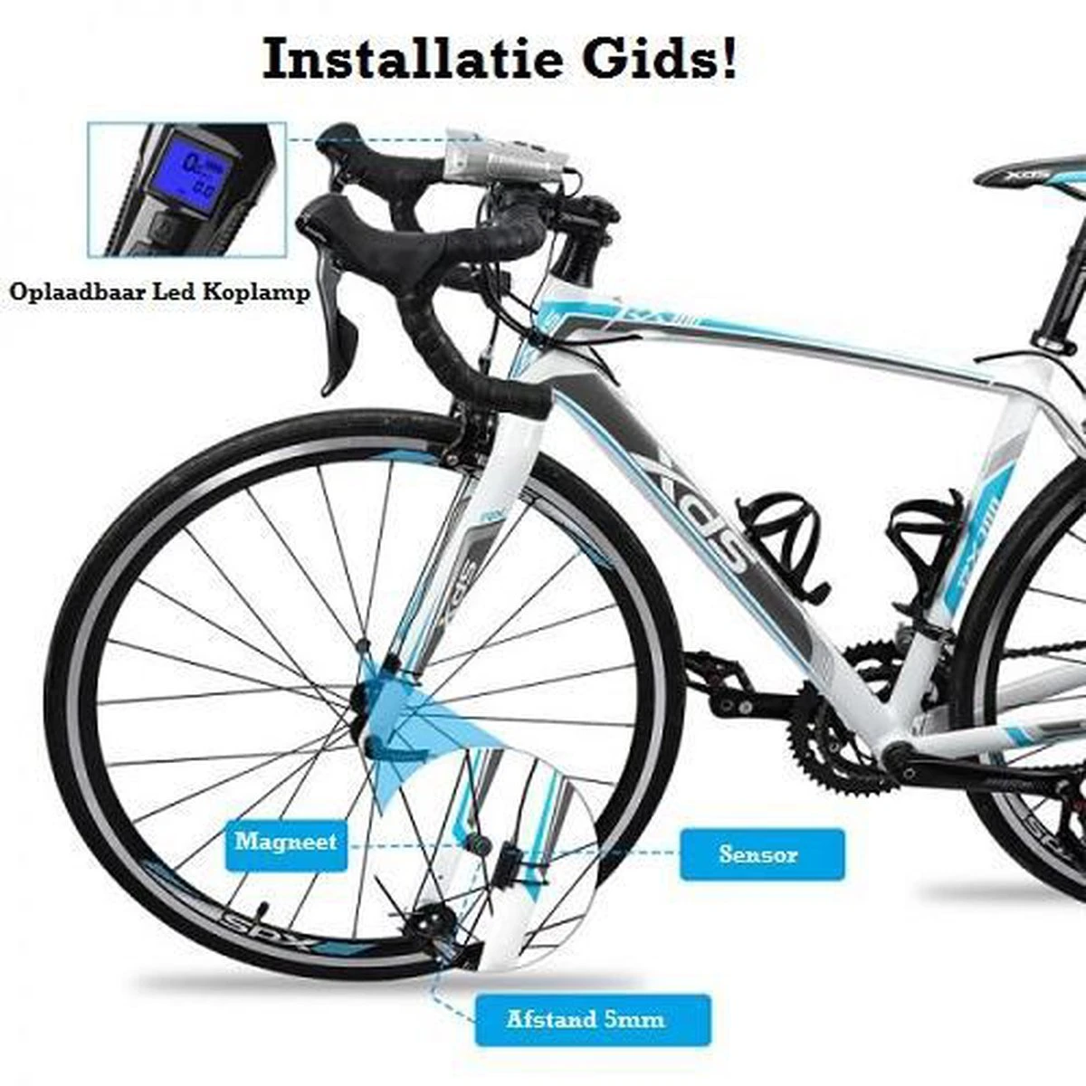 Voorlicht Fiets - Fietslicht - Led Voorlamp - 500 Lumen - Usb Oplaadbaar - Waterdicht - Koplamp Fiets - Snelheidsmeter - Claxon - Vier Standen 10 Voorlicht Fiets - Fietslicht - Led Voorlamp - 500 Lumen - Usb Oplaadbaar - Waterdicht - Koplamp Fiets - Snelheidsmeter - Claxon - Vier Standen - Afbeelding 8