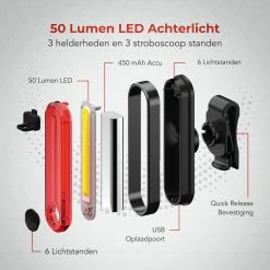 LifeGoods LED Fietsverlichting Set - Voorlicht En Achterlicht - USB Oplaadbaar - Zwart -Fietsenwinkel 1200x1200 380
