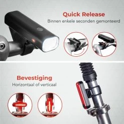 LifeGoods LED Fietsverlichting Set - Voorlicht En Achterlicht - USB Oplaadbaar - Zwart -Fietsenwinkel 1200x1200 381