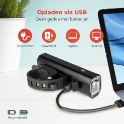 LifeGoods LED Fietsverlichting Set - Voorlicht En Achterlicht - USB Oplaadbaar - Zwart -Fietsenwinkel 1200x1200 382