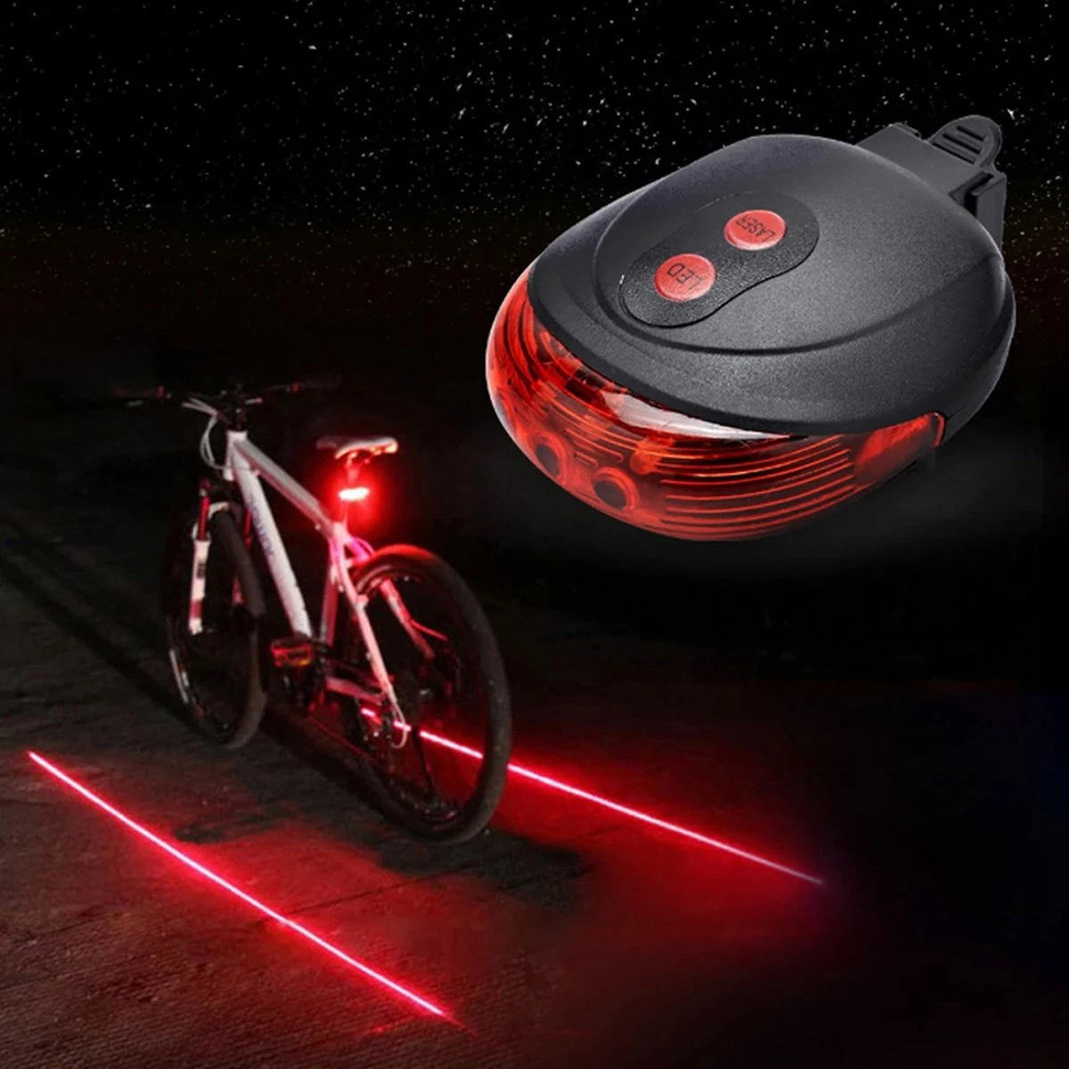 Fiets Achterlicht - LED Licht Met Laser - Fiets Lamp - Waterdicht - Racefiets Verlichting - Inclusief Batterijen - Rheme 7 Fiets Achterlicht - LED Licht Met Laser - Fiets Lamp - Waterdicht - Racefiets Verlichting - Inclusief Batterijen - Rheme - Afbeelding 5