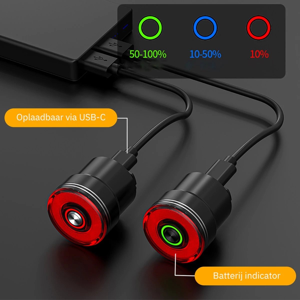 Lightyourbike ® BRAKE - Achterlicht Racefiets, Mountainbike & Stadsfiets - Slim Remlicht - LED & Oplaadbaar 4 Lightyourbike ® BRAKE - Achterlicht Racefiets, Mountainbike & Stadsfiets - Slim Remlicht - LED & Oplaadbaar - Afbeelding 2