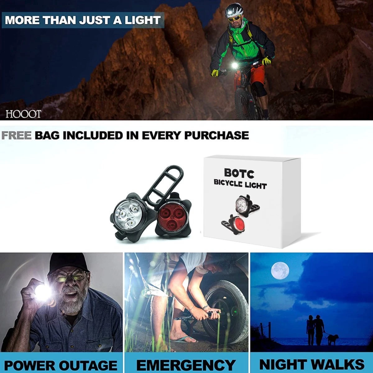 BOTC Fietsverlichting USB Oplaadbaar - Oplaadbare USB Led Fietslamp - Voorlicht & Achterlicht - Waterdicht 8 BOTC Fietsverlichting USB Oplaadbaar - Oplaadbare USB Led Fietslamp - Voorlicht & Achterlicht - Waterdicht - Afbeelding 6