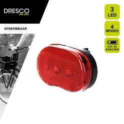 Dresco Achterlicht Fiets 3 Led's | Fietsverlichting Led | Achterlicht Met Batterij En Knipperlicht -Fietsenwinkel 1200x1200 524