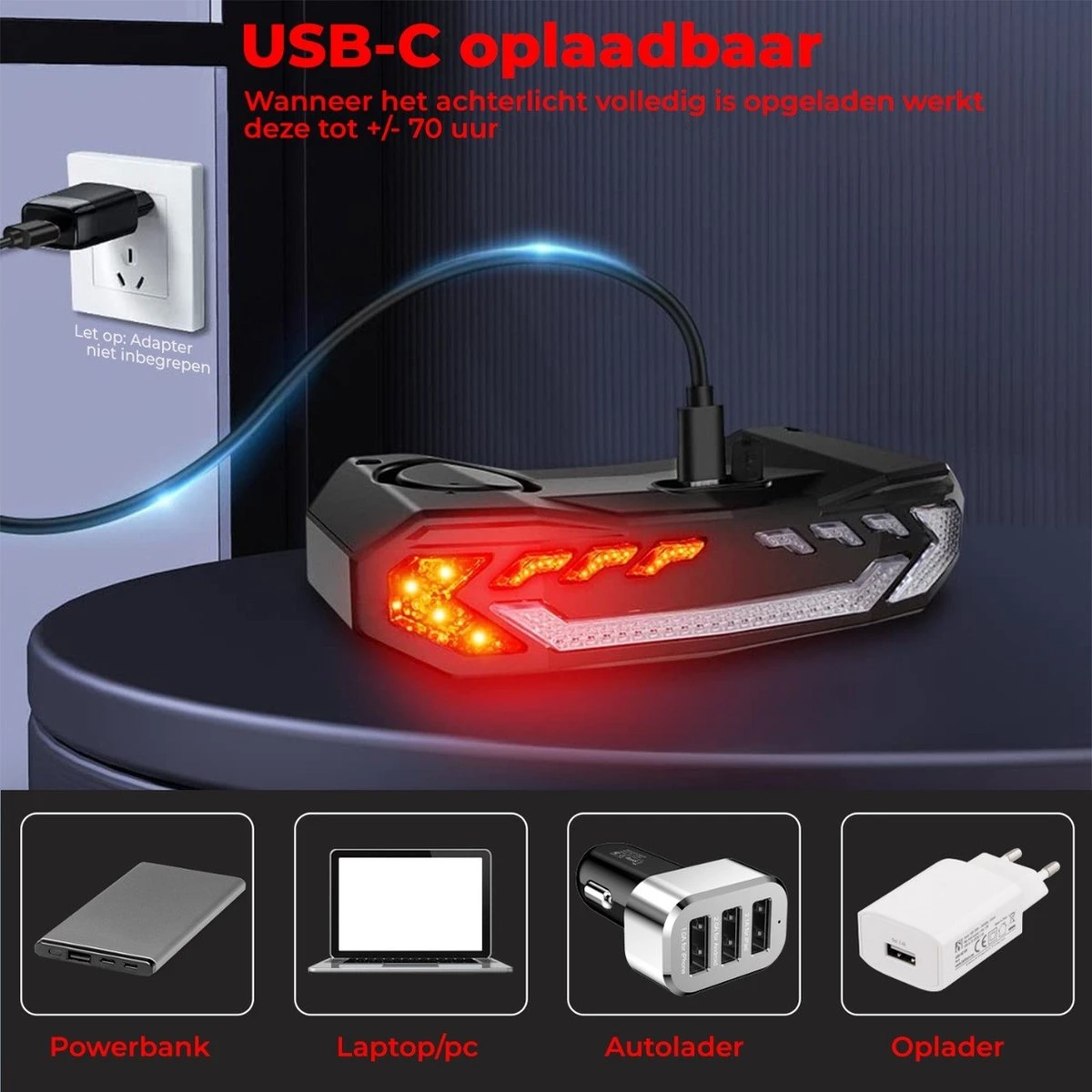 B-care Elektrische Fietsverlichting - Inclusief Afstandsbediening En Richtingaanwijzers - Fietsalarm - Anti Diefstal Alarm - Fiets Achterlicht - Fietsbel - Fiets Accessoires 8 B-care Elektrische Fietsverlichting - Inclusief Afstandsbediening En Richtingaanwijzers - Fietsalarm - Anti Diefstal Alarm - Fiets Achterlicht - Fietsbel - Fiets Accessoires - Afbeelding 6