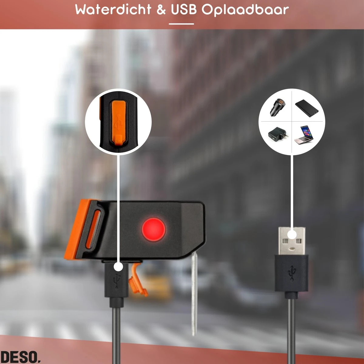 DESO® Fietslicht Achterlicht LED USB Oplaadbaar Helder Super Fel Driehoek - Achterlicht Voor Racefiets En MTB – Herkenningslicht 4 DESO® Fietslicht Achterlicht LED USB Oplaadbaar Helder Super Fel Driehoek - Achterlicht Voor Racefiets En MTB – Herkenningslicht - Afbeelding 2