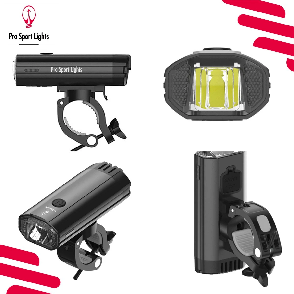 1200 Lumen & 100 Lumen Pro Sport Lights Fietsverlichtingsset - LED Fietslampen USB Oplaadbaar 4 1200 Lumen & 100 Lumen Pro Sport Lights Fietsverlichtingsset - LED Fietslampen USB Oplaadbaar - Afbeelding 2