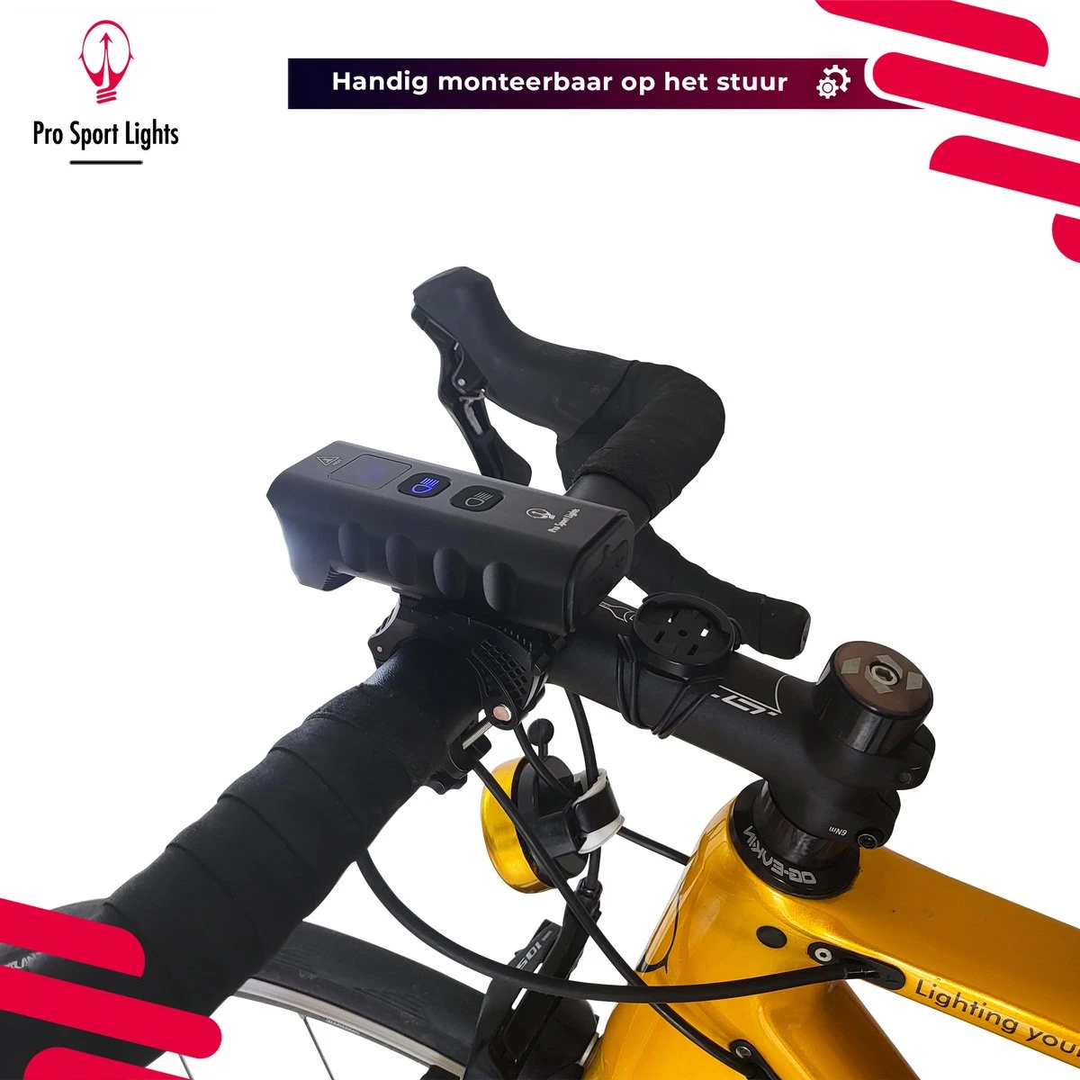 Pro Sport Lights Performance 1800 Lumen Fietslamp Voorlicht - Fietsverlichting USB Oplaadbaar - Koplamp Fiets - LED Racefiets / Mountainbike 3 Pro Sport Lights Performance 1800 Lumen Fietslamp Voorlicht - Fietsverlichting USB Oplaadbaar - Koplamp Fiets - LED Racefiets / Mountainbike - Afbeelding 2