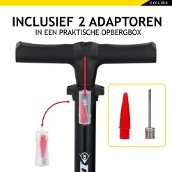 Dunlop Fietspomp - Presta/ Dunlop/ Schrader - Met 2 Adaptoren - Staande Pomp - 62,5 Cm Hoog -Fietsenwinkel 1200x1200 618