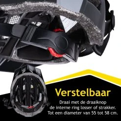 Dunlop Fietshelm - Verstelbaar Van 55 Tot 58 CM - Maat M - Met LED-Verlichting - 3 Lichtmodus - Zwart -Fietsenwinkel 1200x1200 63