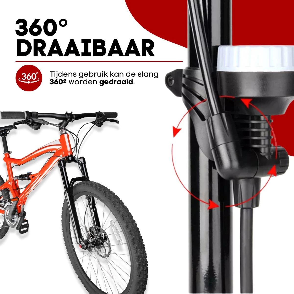 RYER Fietspomp Pro - Drukmeter - Inclusief Banden Reparatieset 9 RYER Fietspomp Pro - Drukmeter - Inclusief Banden Reparatieset - Afbeelding 7