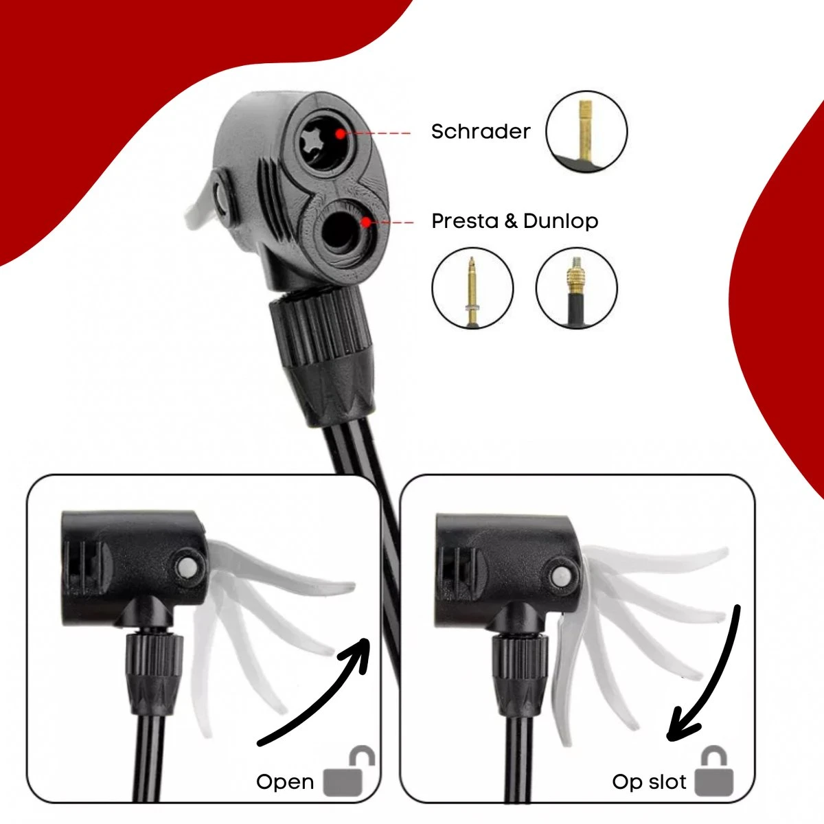 RYER Fietspomp Pro - Drukmeter - Inclusief Banden Reparatieset 10 RYER Fietspomp Pro - Drukmeter - Inclusief Banden Reparatieset - Afbeelding 8